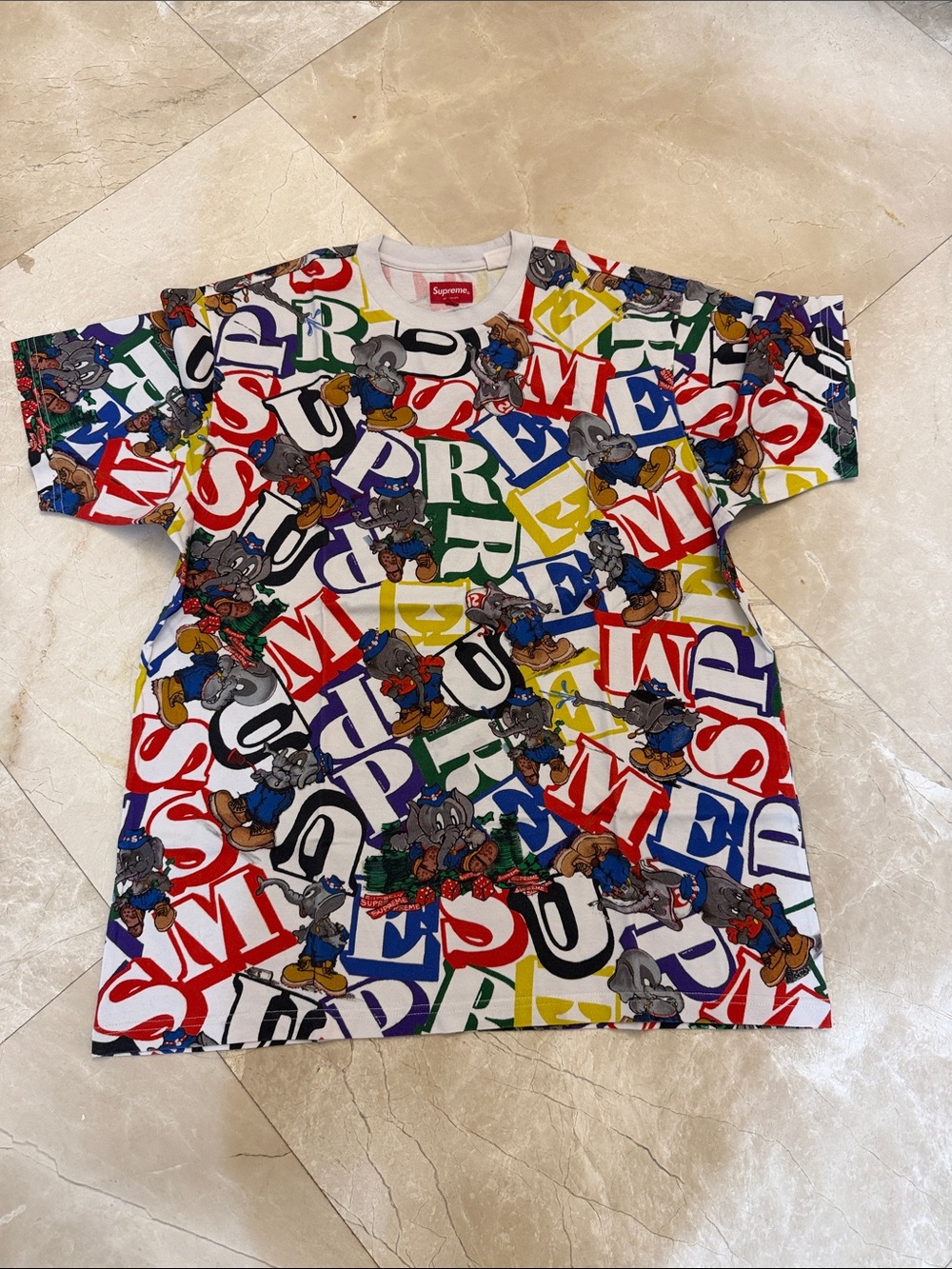 Supreme White Multicolor All-Over Logo Tee